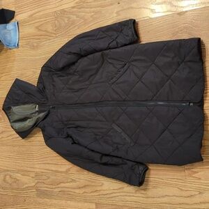 Jacqueline de Yong long hooded puffer coat black quilted women's size S